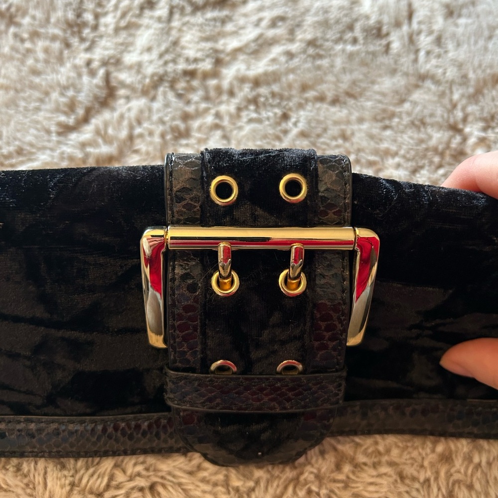 Steve Madden ,Black Velvet & faux Crocodile Patterned Handbag
